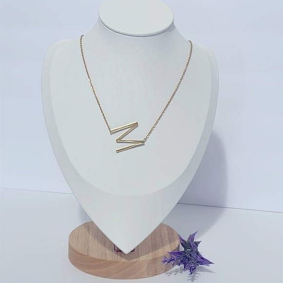 18k Gold Plated Initial Letter “M” Pendant Necklace - Picture 2 of 5